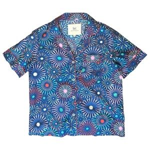 Printfresh Sparks Fly Organic Cotton Short Sleeve Pajama Shirt Blue Womens Small
